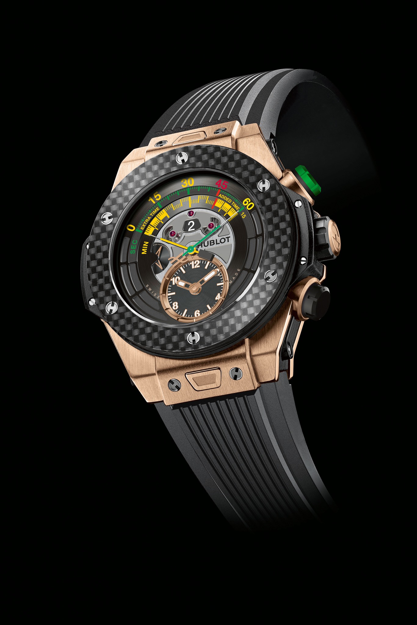 Replica Hublot 2014 New Big Bang Unico Bi-Retrograde Chrono Carbon King Gold 412.OQ.1128.RX Replica Watch